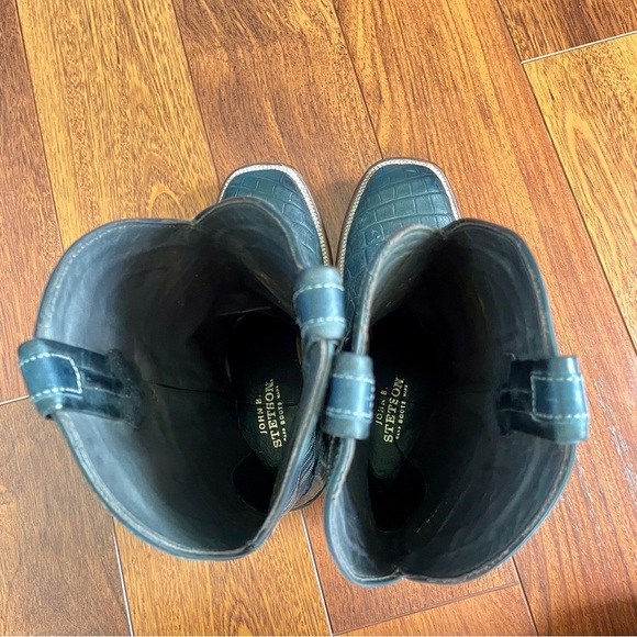 Stetson BLACK FALLS ALLIGATOR COWBOY BOOT size 9 1/2 EE - Picture 6 of 16